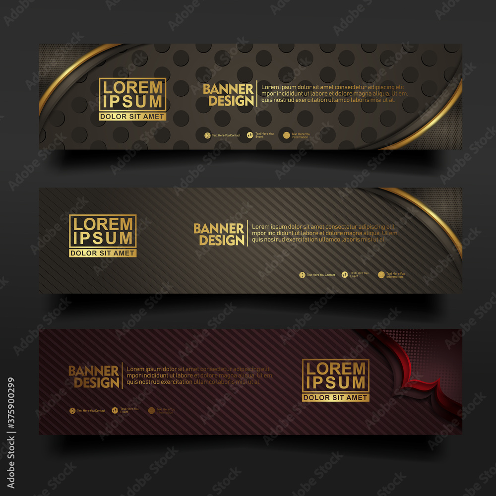 Poster set banner template design with luxury and elegant lines shape ornament effect on texture pattern ba