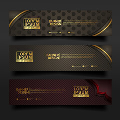 Set banner template design with luxury and elegant lines shape ornament effect on texture pattern background