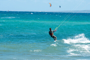 kite surfing in the sea