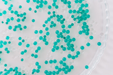 background texture of white and blue balls, copy-place 