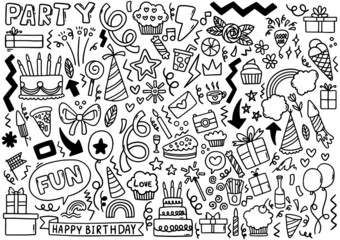 hand drawn vector set of doodle elements