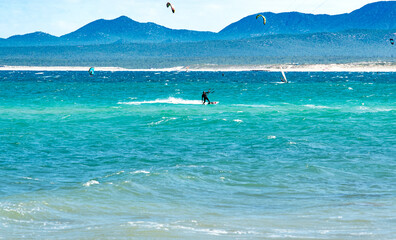 kite surfing in the sea