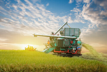 combine harvester working on a field