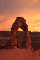 Fototapeta na wymiar View of Delicate Arch at Sunset in Arches National Park Utah, USA