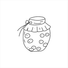 Jam jar. Doodle element. Simple hand drawn vector sketch illustration isolated on a white background