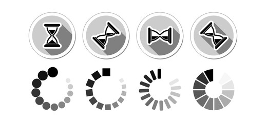 Loading process round icon on transparent background. Black and white vector for web animation