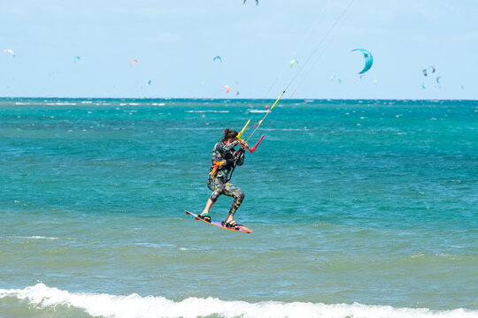 kite surfing in the sea