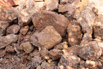 Gravel, red stone for crushed stone and industry.