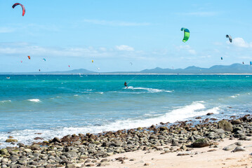 kite surfing in the sea