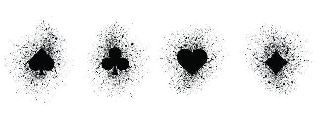 Cards game spades Queen King Heart Ace Poker player card game symbols Spade jack Oneline line pattern Vector bridge icons Funny gambling play suit black blackjack  Casino club gaming playing suits