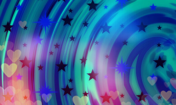 Interesting Colorful Vibrant Illustration With Stars For Cool Background Or Wallpaper