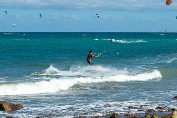 kite surfing in the sea
