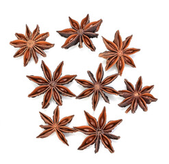 star anise spice isolated on white background