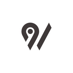 letter w pin location symbol geometric logo vector