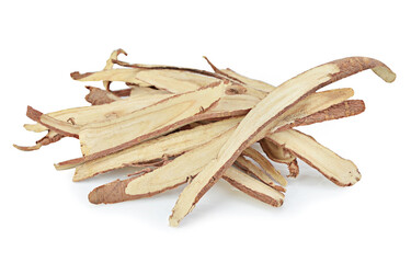 dried Liquorice roots on a white background