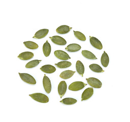 pumkin seeds on white background