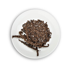 black pepper spice on white background
