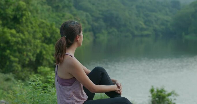 Woman enjoy the lake view