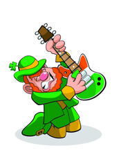 St. Patrick&rsquo;s Day leprechaun playing guitar