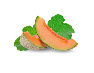 Ripe cantaloupe melon on white background
