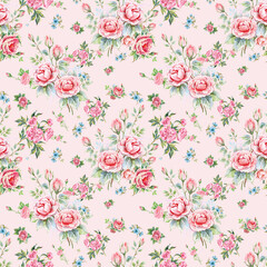 Seamless beautiful pattern for the surface flowers drawn by hand on pape