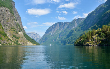Beautiful view on the Sognefjord near Gudvangen in the western part of Norway