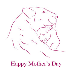 Mothers day animal illustration concept