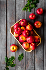 Apples background on kitchen desk - top view