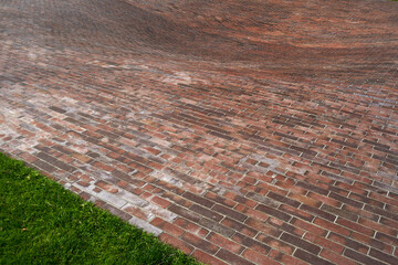 concave red brick platform