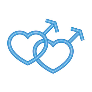 hearts lesbian symbol icon, neon style