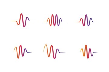 Set of sound line music audio illustration. Colorful pulse digital vector