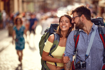 A lovely tourist couple enjoying the city