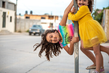 happy girl on yellow
