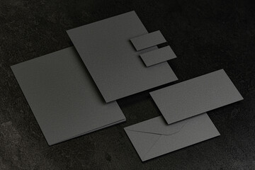 craft paper or kraft paper set of business corporate identity objects template - 3d render