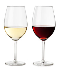 Lamas personalizadas para cocina con tu foto Two red cabernet pinot malbec merlot and white chardonnay sauvignon blanc wine glasses isolated on whiten background for use alone or as a design element