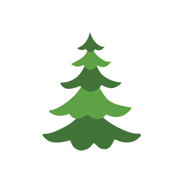 Christmas tree. The tree is green. Isolated vector illustrations.