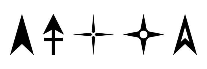 Map direction icon. North arrows vector set.