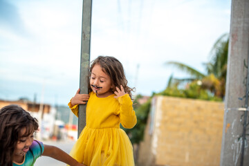 happy girl on yellow
