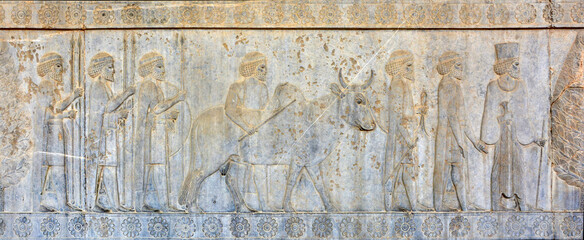 Persepolis, Apadana Palace, eastern stairway: Drangianian Tribute Bearers 