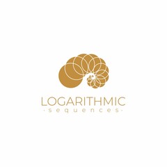 Sacred geometry logo template. Logarithmic sequences. Fibonacci spiral logo design. Golden ratio. Flower of life. Divine proportion