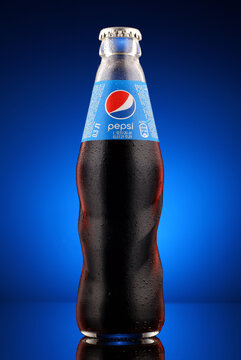 LVIV, UKRAINE - September 03, 2020: Pepsi Soft Drink In A Glass Bottle