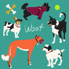 Set of dogs . Vector.