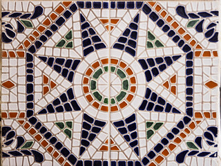 Closeup shot of colorful patterned Spanish tiles - perfect for background