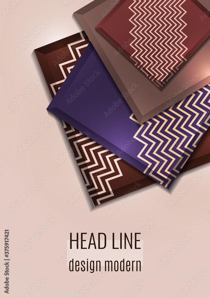 Poster multicolored decorative 3d squares on a light background. template for your design. abstract vector