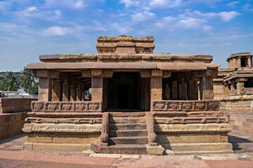 Ancient 8th century carved stone temple of Aihole, Karnataka, India.