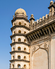 Nicely carved side pillar of heritage structure Gol Ghumbaj . © lalam