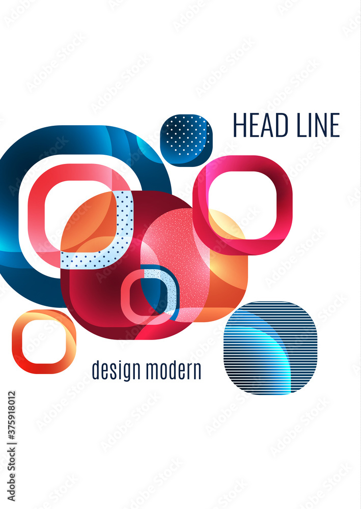 Aufkleber overlapping round squares form a geometric abstract background composition. design template for wall
