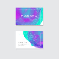 Watercolor business card design template in purple color