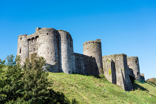 Kidwelly Castle fortress Carmarthenshire South Wales UK a 13th century Norman medieval fort a popular travel destination landmark stock photo image