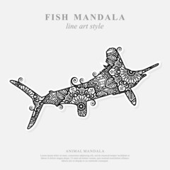 Sailfish Mandala Vector Line Art Style